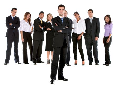 business man and his team isolated over a white background