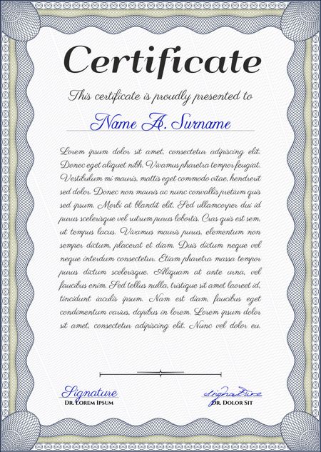 Vertical certificate template.