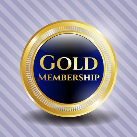 Gold membership embleml with background. Gold membership shiny icon.