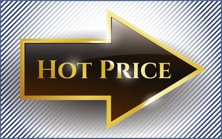 Hot price golden shiny arrow with background.