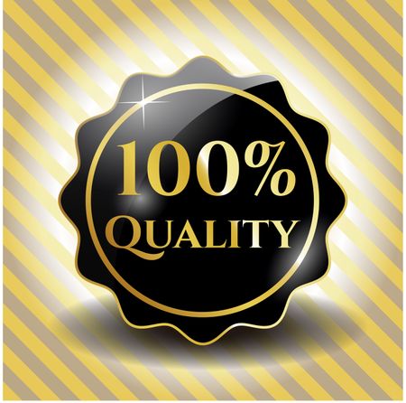 100% Quality black emblem with golden background. Vector illustrarion EPS10