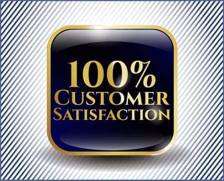 100% Customer satisfaction golden label. Hi quality design. Luxury shiny icon.