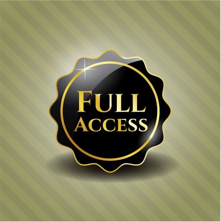 Full Access black emblem with gold border and background.