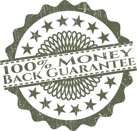 100% Money back guarantee green rubber old stamp