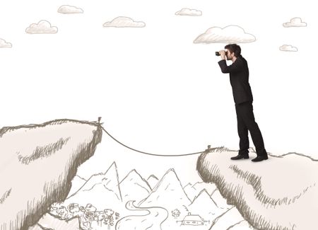 businessman-standing-hand-drawn-edge-mountain-258779486 Businessman standing on the hand drawn edge of mountain