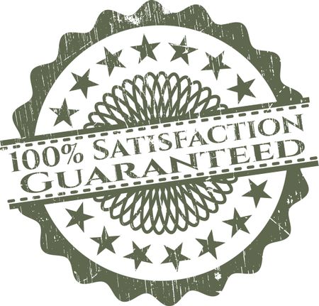 100% Satisfaction guaranteed green rubber isolated stamp 