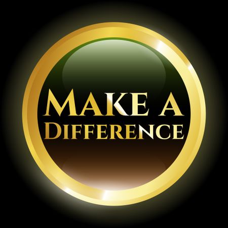Round shiny emblem with text "Make a Difference" 