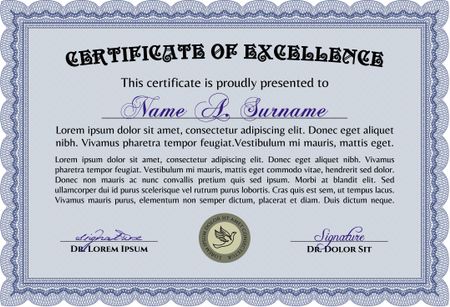 Vector illustration certificate or diploma template. 