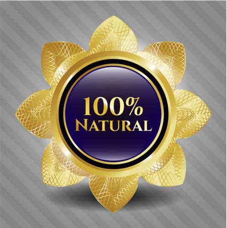 100% Natural golden emblem