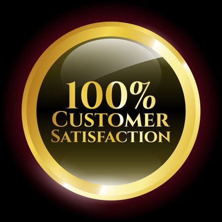 100% customer satisfaction gold shiny emblem.