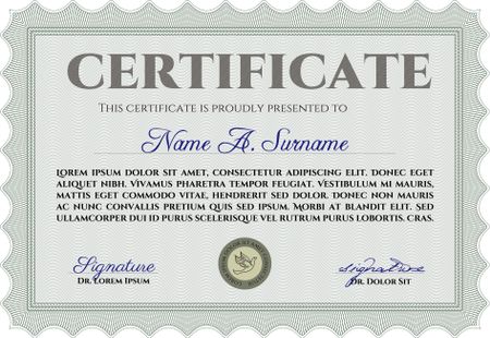 Horizontal certificate template. Green color