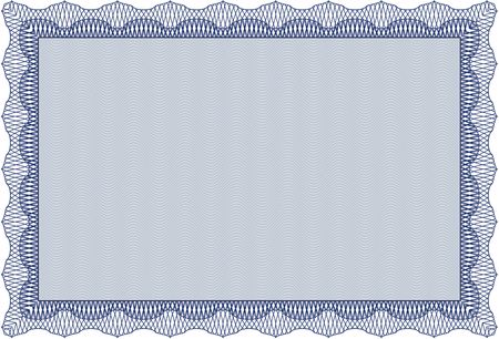 Blue isolated horizontal certificate or diploma template