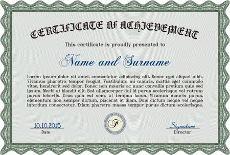 Green certificate or diploma template. Vector illustration EPS10