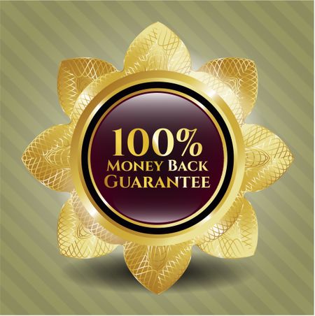 100% Satisfaction guarantee gold emblem. Golden flower style