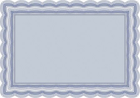 Blue certificate or diploma template. Quality border design.