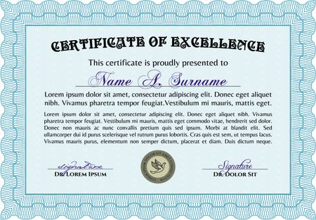 Sky blue horizontal certificate template.