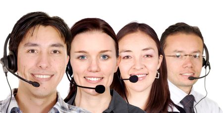 customer service team over a white background