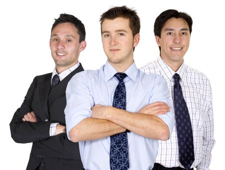confident business team over a white background