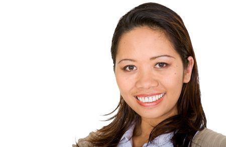 asian business woman portrait over a white background