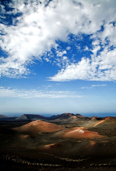 beautiful landscape of a volcanic area with a nice blue sky