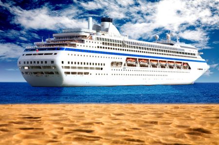 big cruise liner near the beach