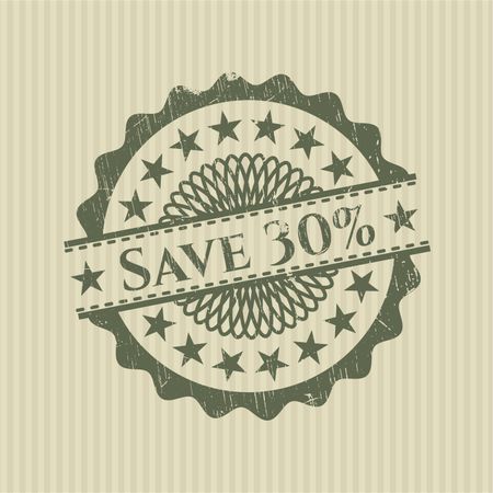 Save 30% green rubber stamp