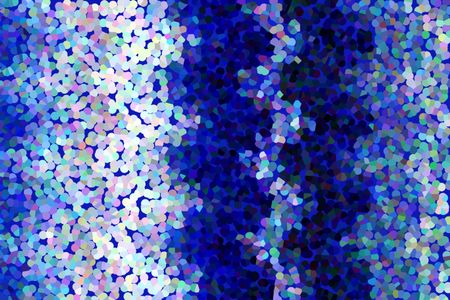 Parti-colored pointillist abstract with blue background