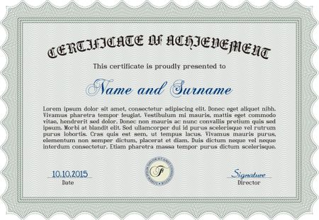 Certificate or diploma template with sample text
