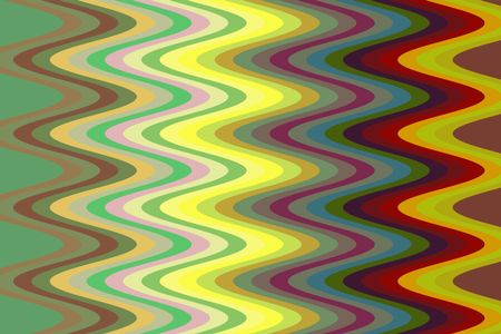 Abstract multicolored illustration of curved, contiguous, solid sine waves in a decorative pattern