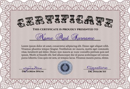 Red horizontal certificate or diploma template