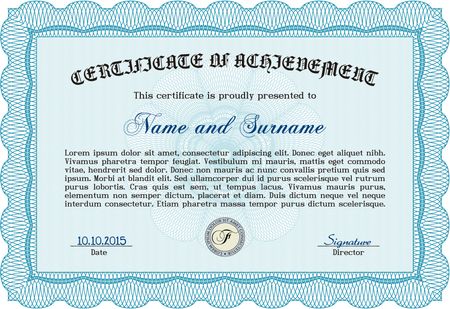 Sky blue horizontal certificate or diploma tamplate