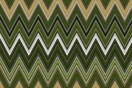 Geometric pattern of zigzags with central flash of white and silver between greens