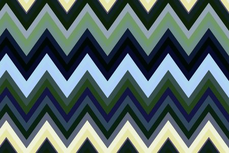 Multicolored geometric zigzag pattern with solid bold bands for themes of repetition and regularity in decoration and background