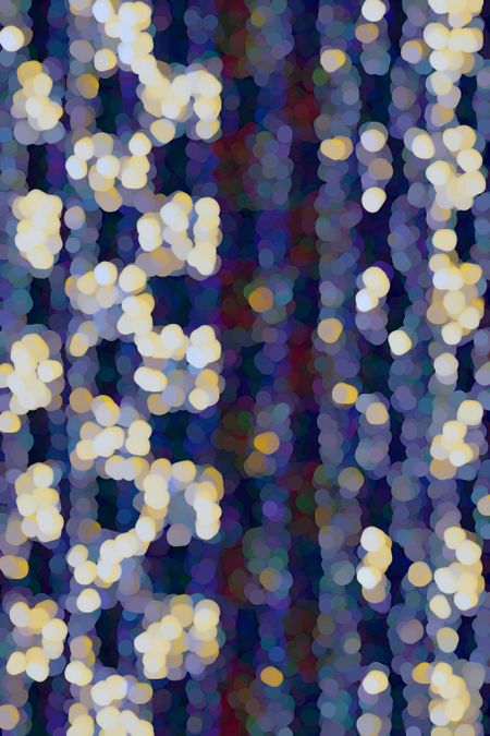 Festive multicolored pointillist abstract like a curtain of bright beads or strings of holiday lights