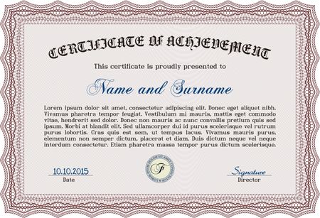 Red horizontal certificate or diploma template