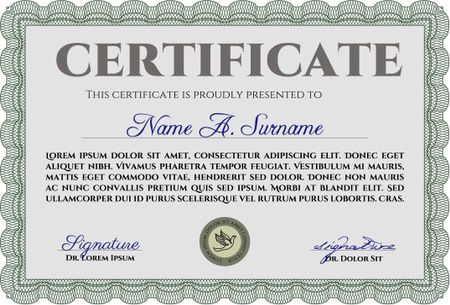 Green Vector illustration of detailed certificate (diploma)