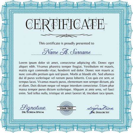 Sky blue certificate or diploma template