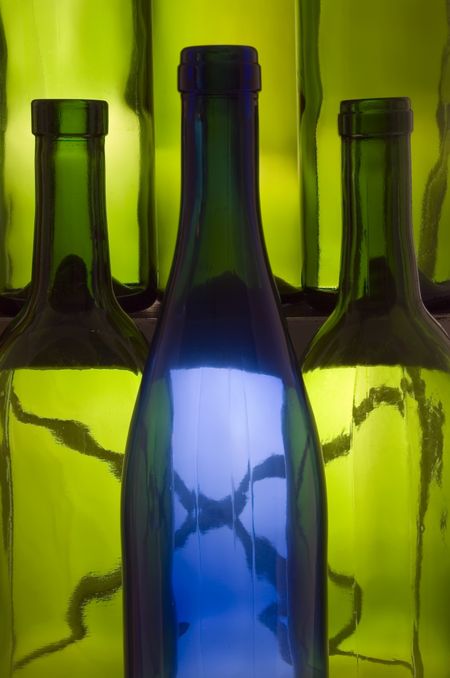 Wine bottles on stepladder