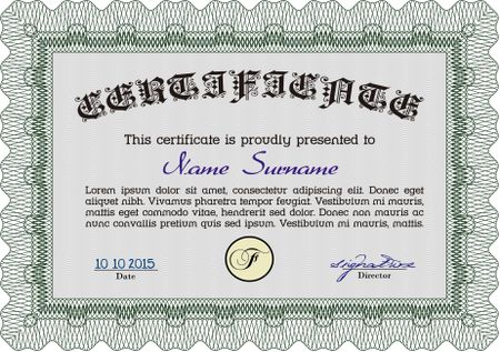 Green horizontal certificate template