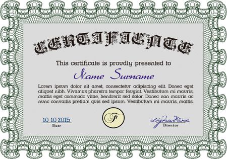 Green horizontal certificate or diploma template