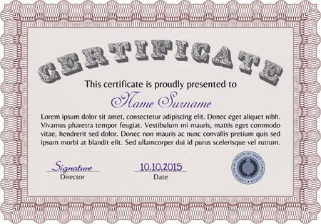 Red certificate or diploma template