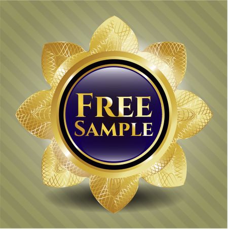 Free sample gold shiny emblem. Gold Flower design.