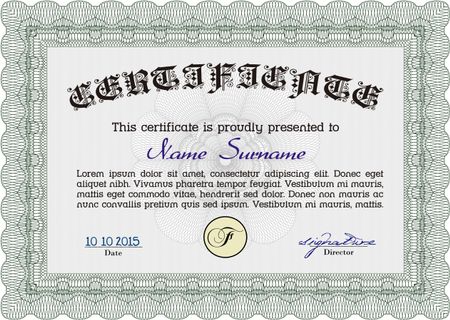 Green horizontal certificate template