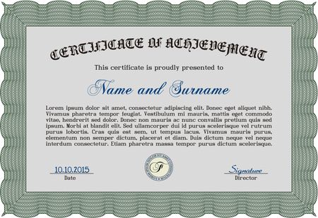 Green horizontal certificate or diploma template