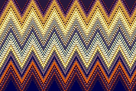 Multicolored abstract pattern of geometric zigzags that illustrates repetition and symmetry