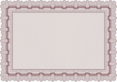Certificate, Diploma of completion; design template with guilloche pattern, border, frame. 
