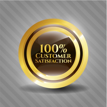 100% Customer satisfaction golden shiny badge