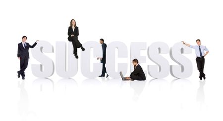 business teamwork for success - businesspeople workforce over white