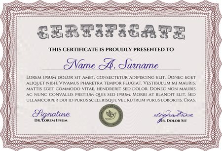 Red certificate or diploma template