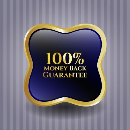 100% Money back guaranteed golden emblem